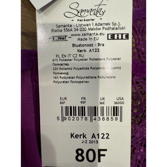 Brand New Women's Samanta Kerk Bra, size 36DDD/ 80F - Picture 7 of 15